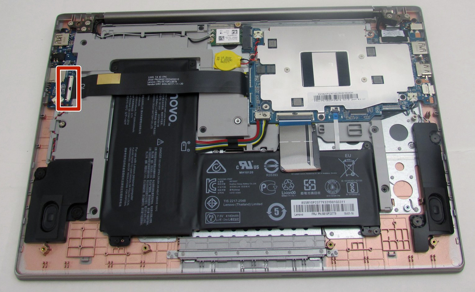 Internal Photo of Lenovo IdeaPad 320-14 320S-14IKB 120S-14IAP 520-14IKB 7000-14 delete backlit US keyboard (Ideapad 120s-14IAP)